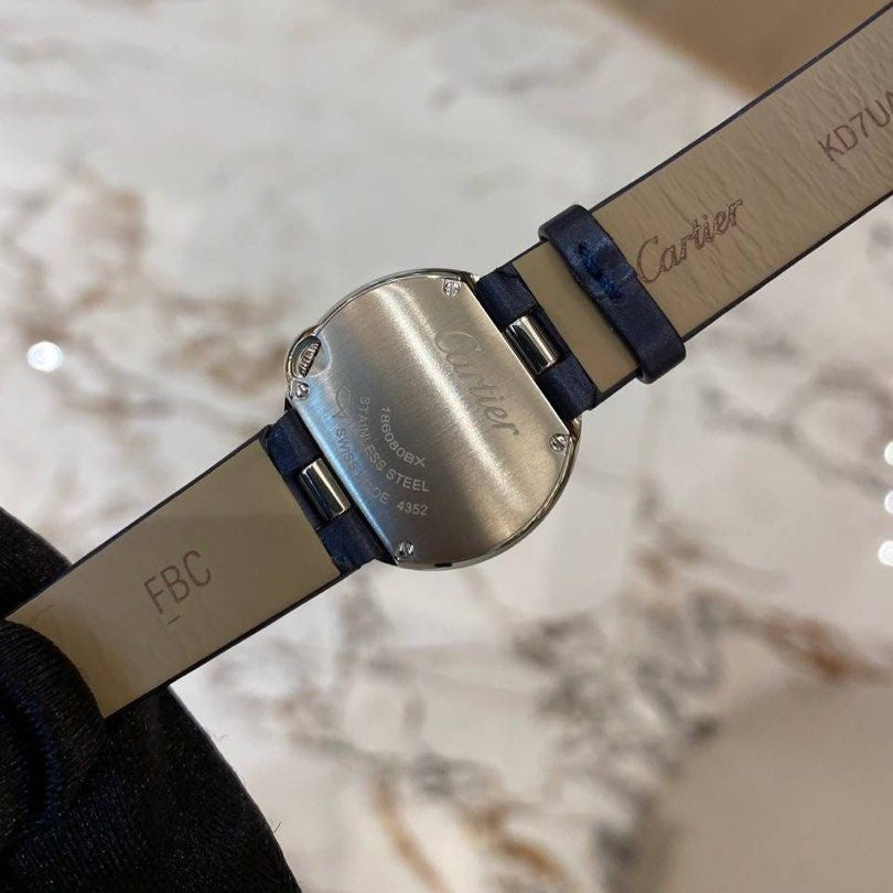 Cartier Ballon Blanc de Cartier Watch 26mm, Steel, Diamonds, Leather W4BL0002