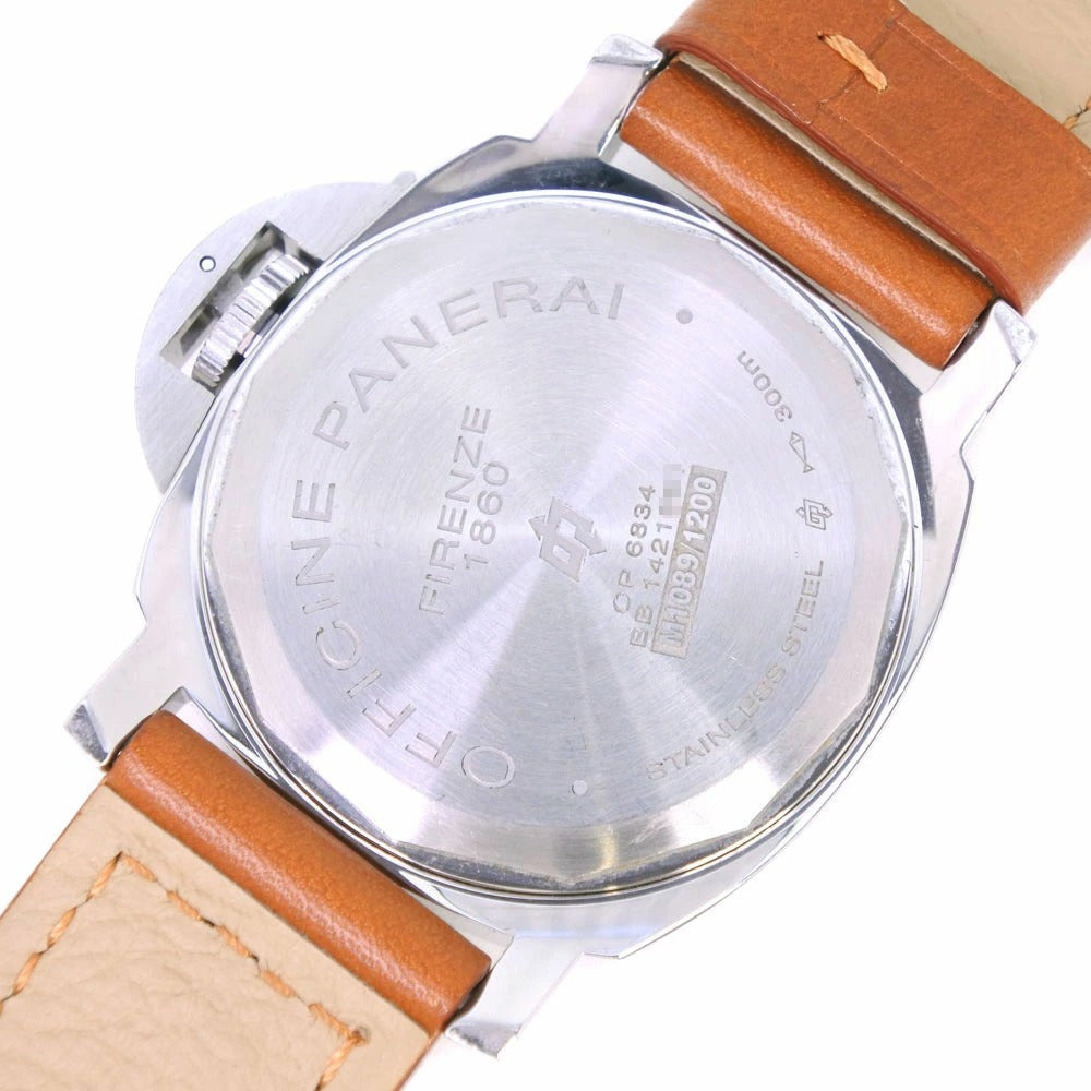 Panerai Luminor Marina PAM005 HWF SS Black Dial Brown Leather Strap 6497