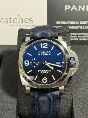 Panerai Luminor Marina PAM1157 W TTF SS Blue Dial Blue Nylon Strap P9010