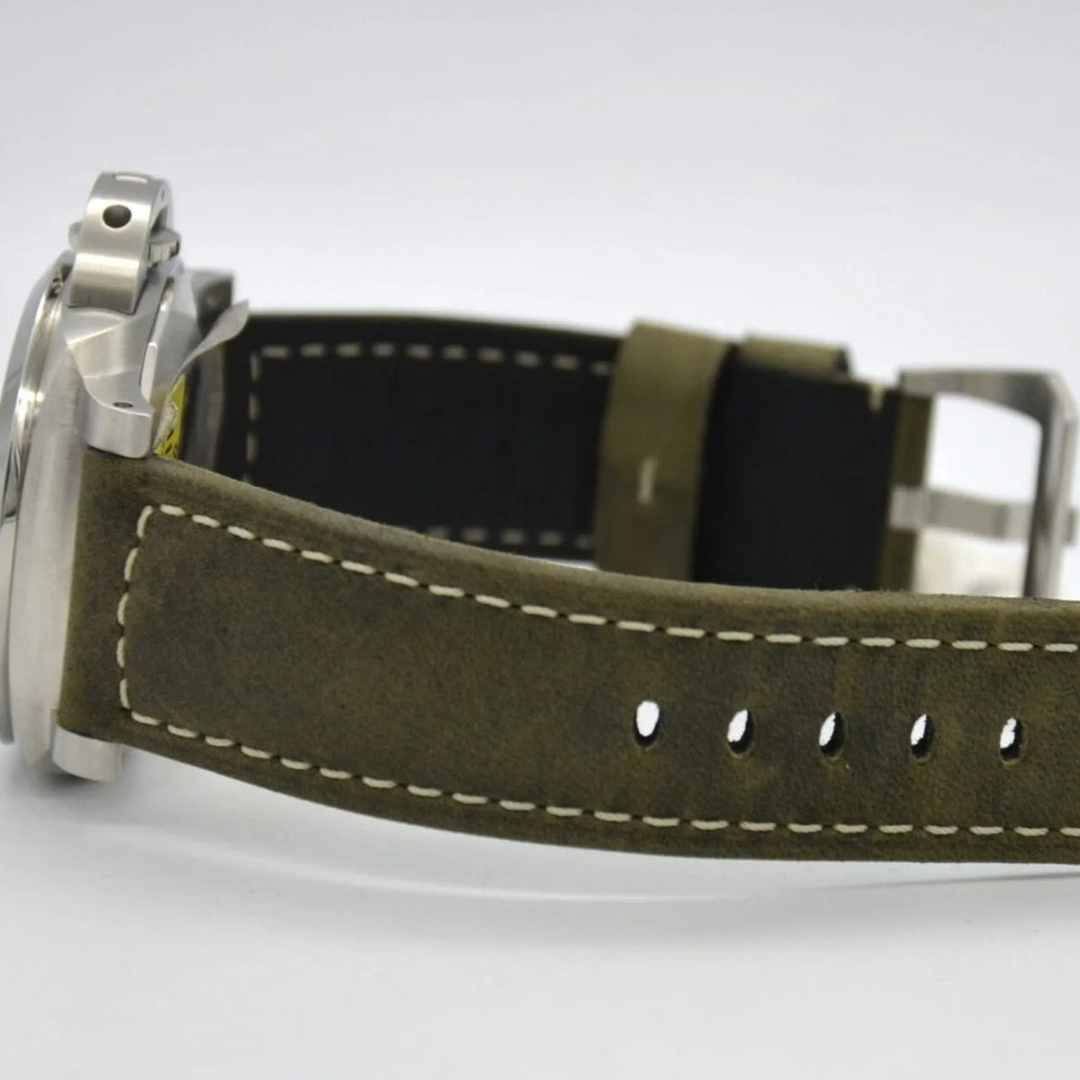Panerai Luminor Marina PAM1314 TTF SS White Dial Green Leather Strap P9010