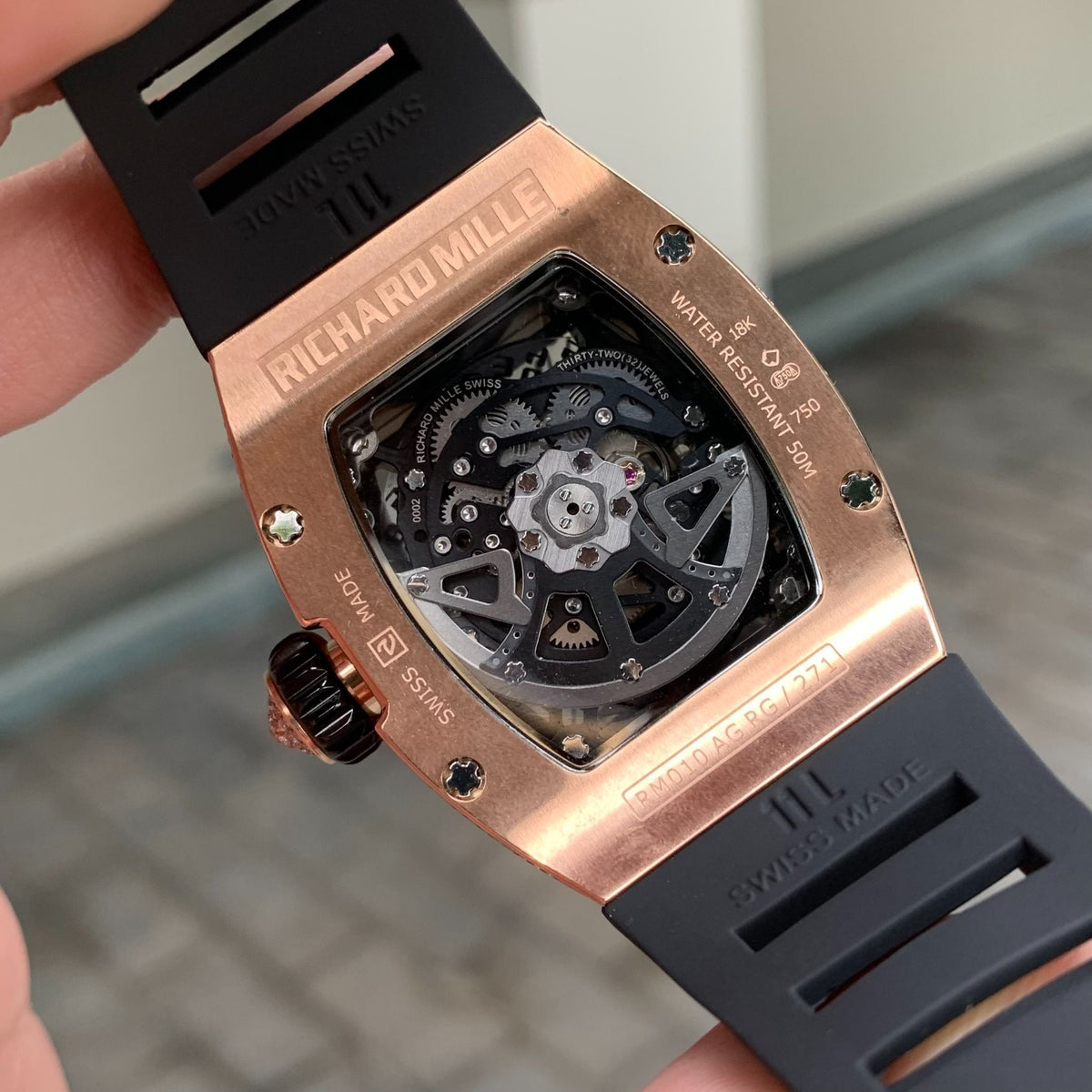 Richard Mille RM 023 Rose Gold Diamond Black Strap