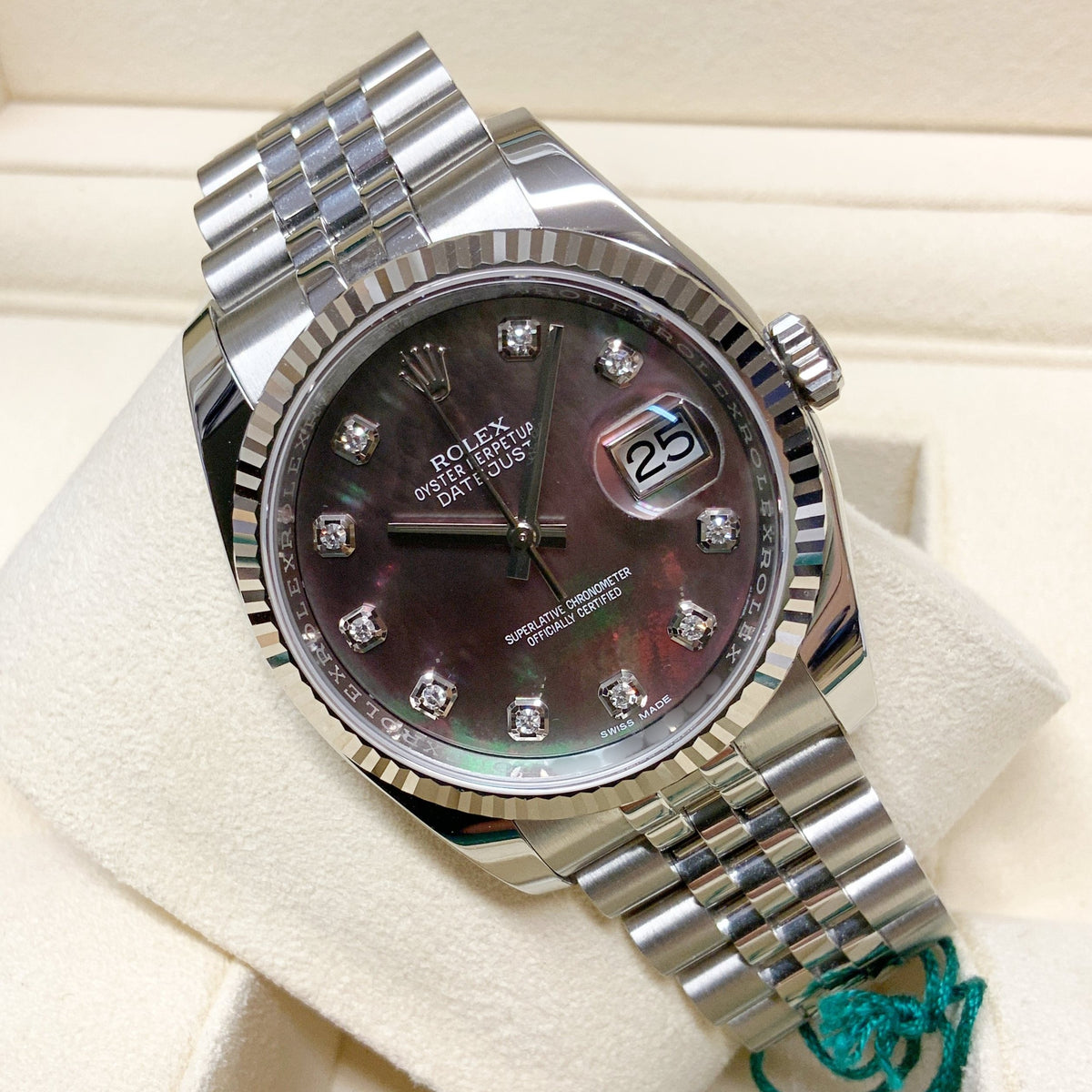 Rolex Datejust Mother of Pearl Black Diamond Dial 116234 36MM