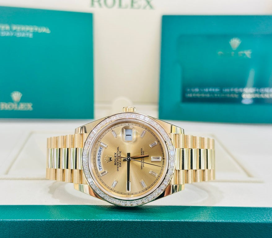 Rolex Day Date 40 Mm Yellow Gold Champagne Diamond Set Dial M228398Tbr 0002