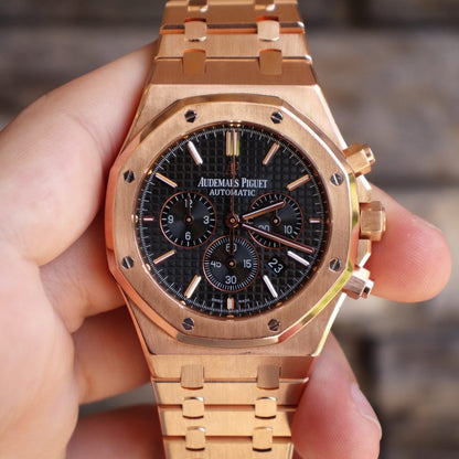Audemars Piguet Royal Oak Chronograph 41Mm Rose Gold Bracelet Black Dial