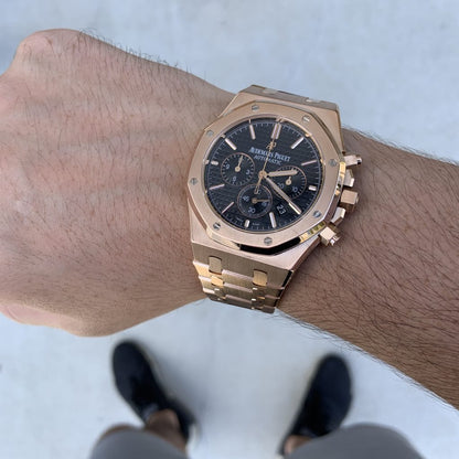 Audemars Piguet Royal Oak Chronograph 41Mm Rose Gold Bracelet Black Dial
