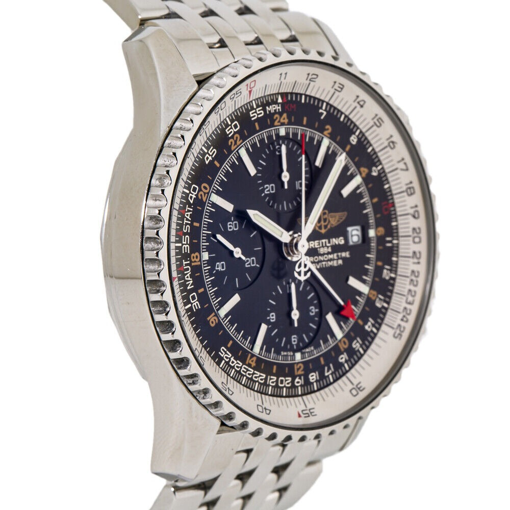 Breitling Navitimer World 46mm Black Dial Steel Mens Watch A24322