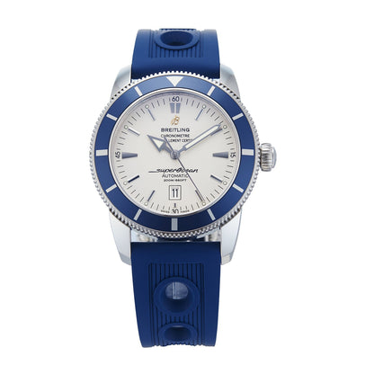 Breitling Superocean Heritage 46Mm White Dial Blue Bezel Rubber Strap A1732016.G642 Stainless Steel