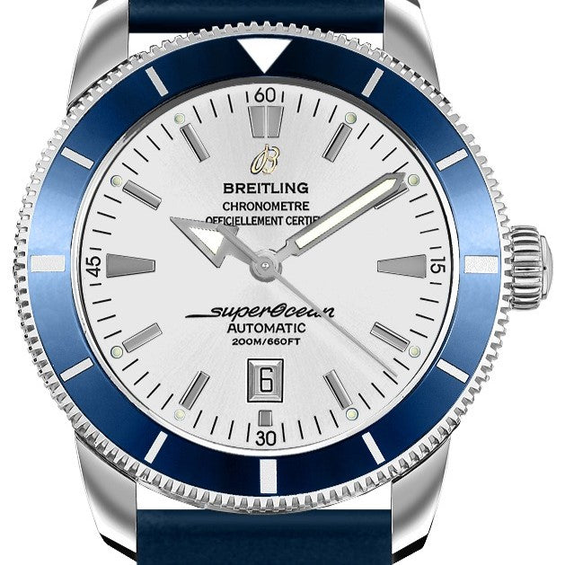 Breitling Superocean Heritage 46Mm White Dial Blue Bezel Rubber Strap A1732016.G642 Stainless Steel