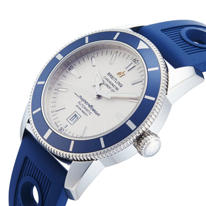 Breitling Superocean Heritage 46Mm White Dial Blue Bezel Rubber Strap A1732016.G642 Stainless Steel