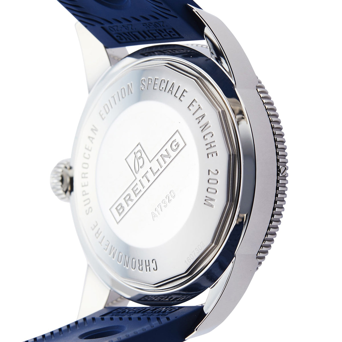Breitling Superocean Heritage 46Mm White Dial Blue Bezel Rubber Strap A1732016.G642 Stainless Steel