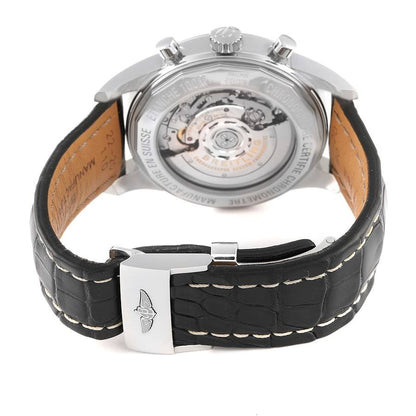 Breitling Transocean Chronograph 43 MM Black Baton Mens Steel Brown Leather AB0152.113