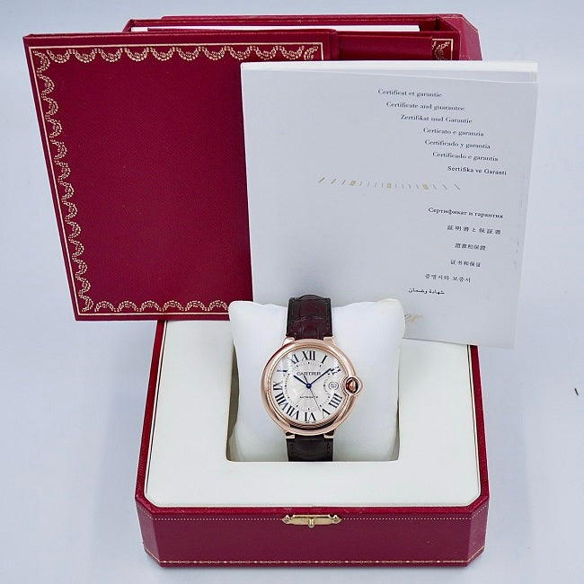 Cartier Ballon Bleu De Cartier Watch, 40mm, Automatic Movement, 18k Rose Gold, Leather WGBB0035