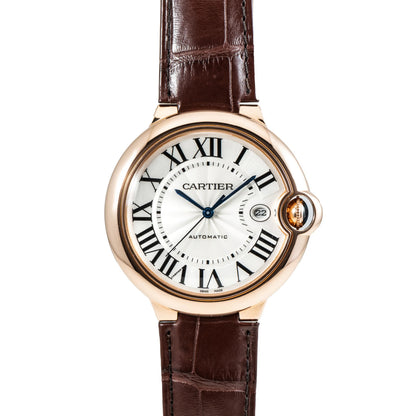 Cartier Ballon Bleu De Cartier Watch 42mm, Automatic Movement, Rose Gold, Leather WGBB0030