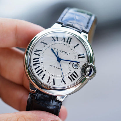 Cartier Ballon Bleu de Cartier watch, 42 mm, steel, leather WSBB0026