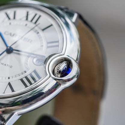 Cartier Ballon Bleu de Cartier watch, 42 mm, steel, leather WSBB0026