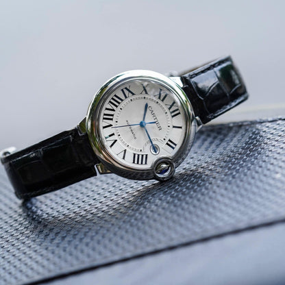 Cartier Ballon Bleu de Cartier watch, 42 mm, steel, leather WSBB0026