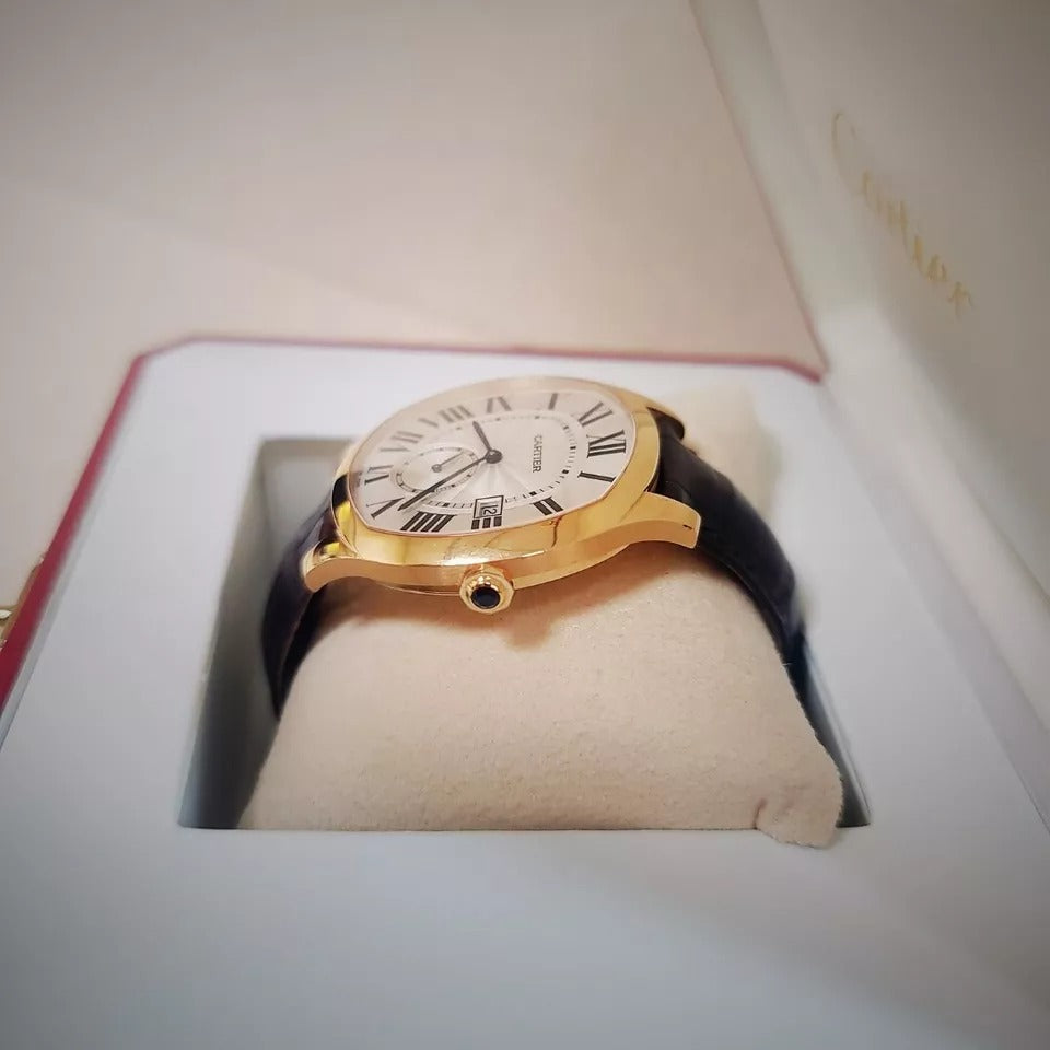 Cartier Drive de Cartier Watch Large model, automatic movement, rose gold, leather WGNM0003