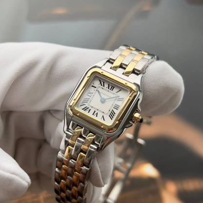 Cartier Panthre De Cartier Watch Medium Model, Quartz Movement, Yellow Gold, Steel W2PN0007