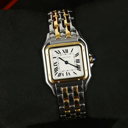Cartier Panthre De Cartier Watch Medium Model, Quartz Movement, Yellow Gold, Steel W2PN0007