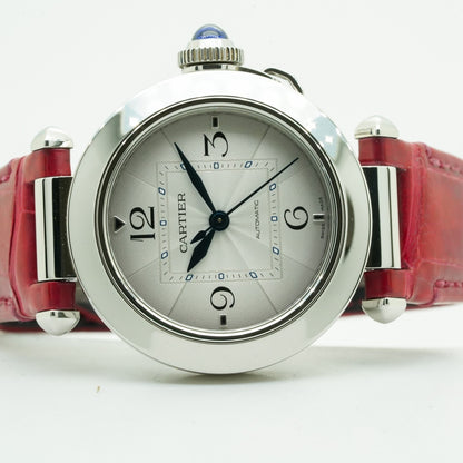 Cartier Pasha de Cartier watch 35mm, automatic movement, steel, 2 interchangeable leather straps WSPA0012