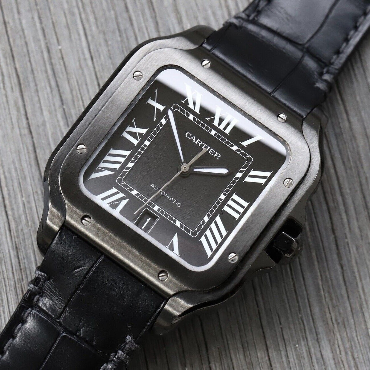 Cartier Santos De 39.8 mm WSSA0039 Black Dial Rubber