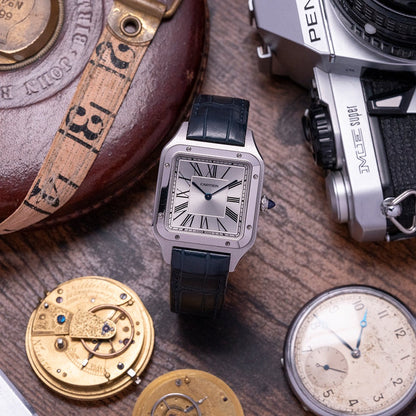 Cartier Santos-Dumont Watch Large Model, Quartz Movement, Steel, Leather WSSA0022