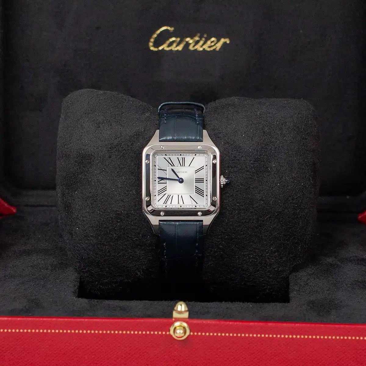 Cartier Santos-Dumont Watch Small Model, Quartz Movement, Steel, Leather WSSA0023