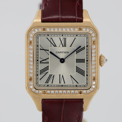 Cartier Santos-Dumont watch Large model, rose gold, diamonds, leather strap WJSA0016