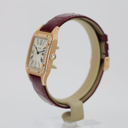 Cartier Santos-Dumont watch Large model, rose gold, diamonds, leather strap WJSA0016