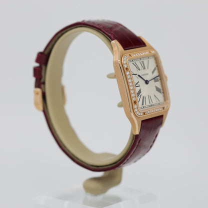 Cartier Santos-Dumont watch Large model, rose gold, diamonds, leather strap WJSA0016