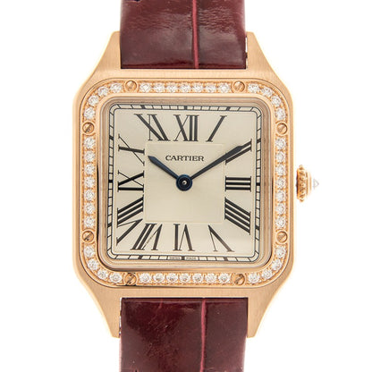 Cartier Santos-Dumont watch Small model, rose gold, diamonds, leather strap WJSA0017