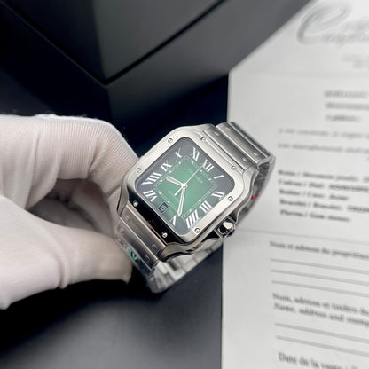 Cartier Santos de Cartier Large Smoky Green Dial Automatic BraceletStrap Watch