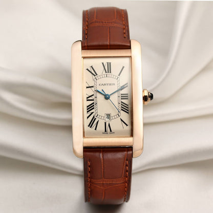 Cartier Tank Americaine watch, large model, mechanical movement with automatic winding. Rose gold WGTA0046