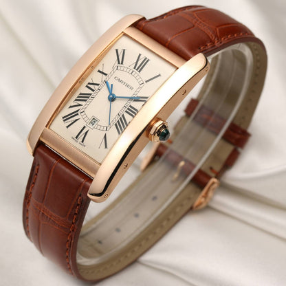 Cartier Tank Americaine watch, large model, mechanical movement with automatic winding. Rose gold WGTA0046