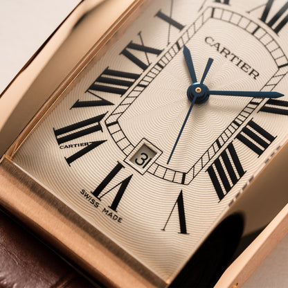 Cartier Tank Americaine watch, medium model, mechanical movement with automatic winding. Rose gold WGTA0047