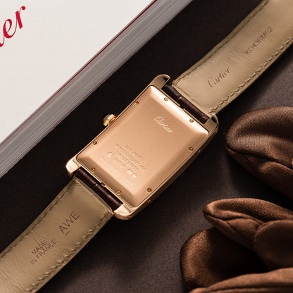 Cartier Tank Americaine watch, medium model, mechanical movement with automatic winding. Rose gold WGTA0047
