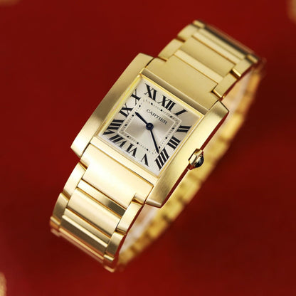 Cartier Tank Franaise Watch Medium Model, Quartz Movement, Yellow Gold WGTA0113
