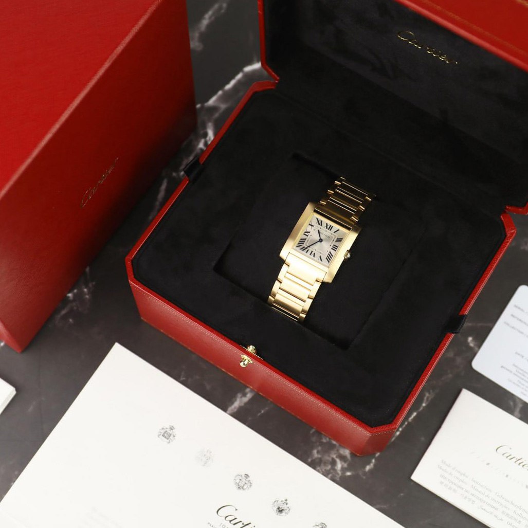 Cartier Tank Franaise Watch Medium Model, Quartz Movement, Yellow Gold WGTA0113