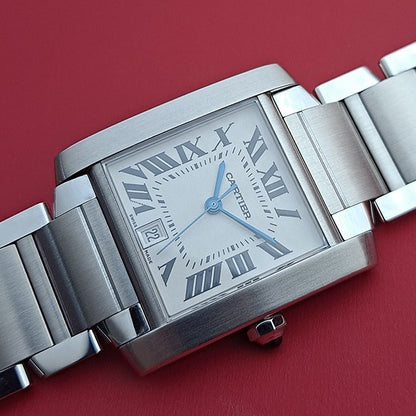 Cartier Tank Franaise Watch Small Model, Quartz Movement, Steel WSTA0065