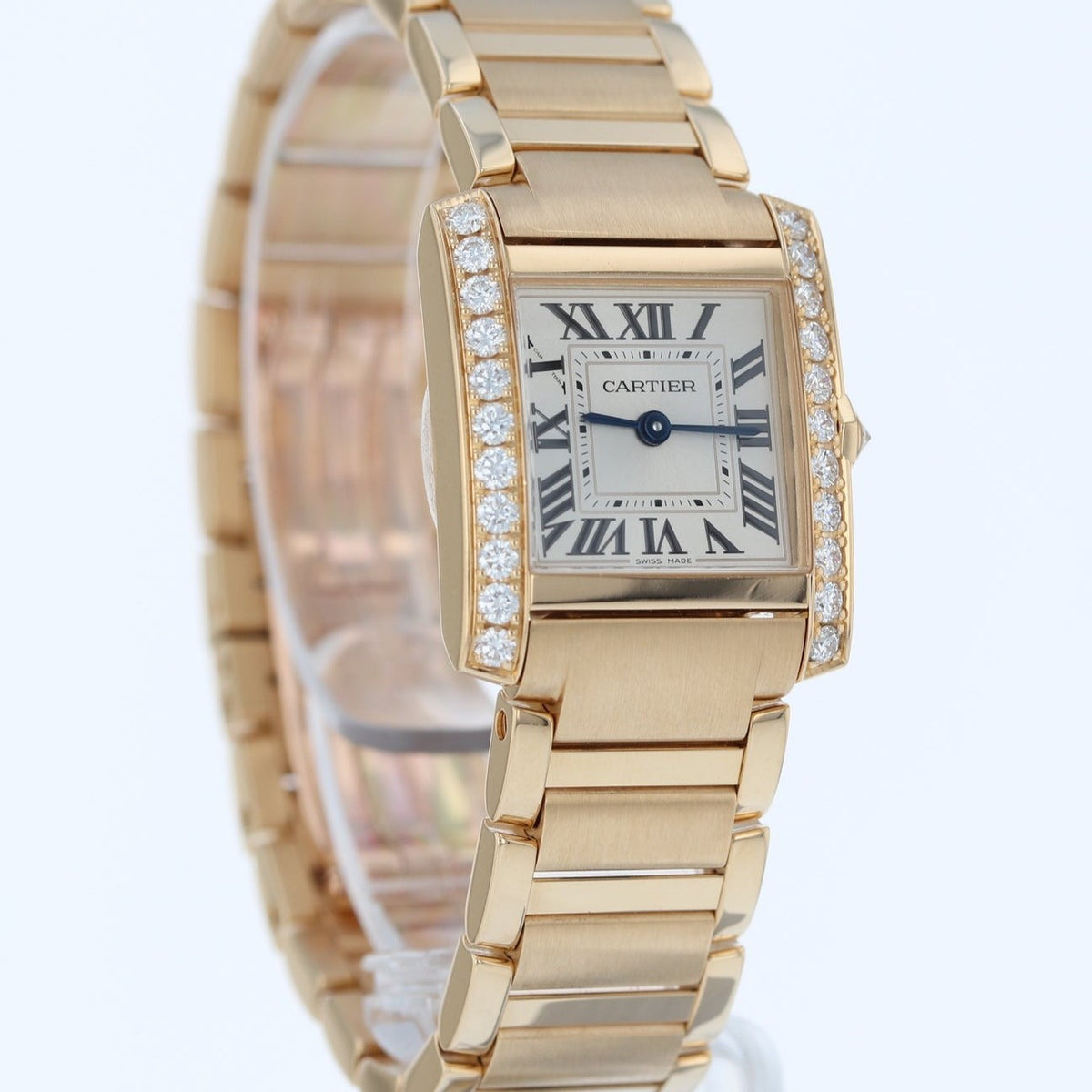 Cartier Tank Franaise Watch Small Model, Quartz Movement, Yellow Gold, Diamonds WJTA0039