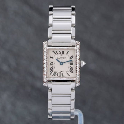Cartier Tank Frankaise Watch Small Model, Quartz Movement, Steel, Diamonds W4TA0008
