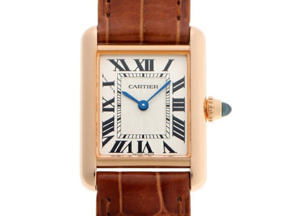Cartier Tank Louis Cartier Watch Small Model, Hand-Wound Mechanical Movement, Rose Gold, Leather WGTA0010