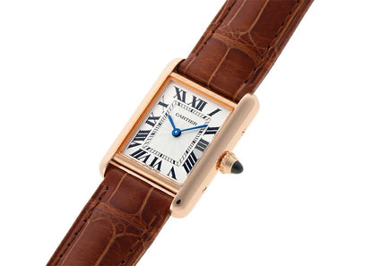 Cartier Tank Louis Cartier Watch Small Model, Hand-Wound Mechanical Movement, Rose Gold, Leather WGTA0010