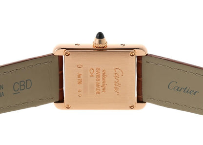 Cartier Tank Louis Cartier Watch Small Model, Hand-Wound Mechanical Movement, Rose Gold, Leather WGTA0010