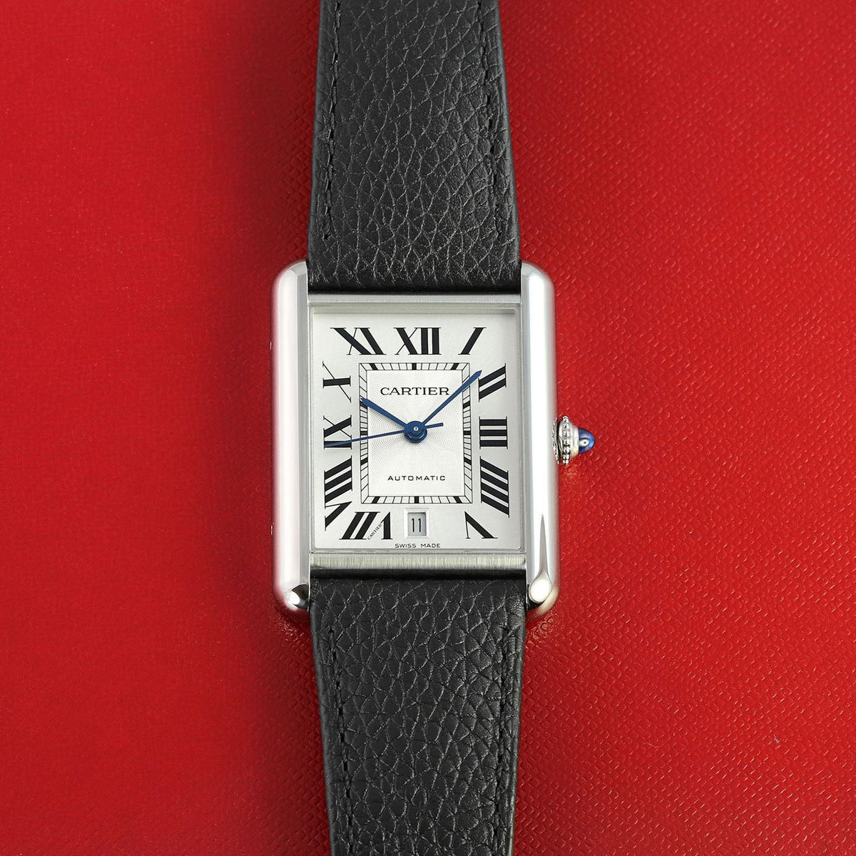 Cartier Tank Must, Extra-large model, automatic movement, steel, leather WSTA0040