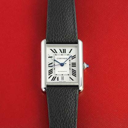 Cartier Tank Must, Extra-large model, automatic movement, steel, leather WSTA0040