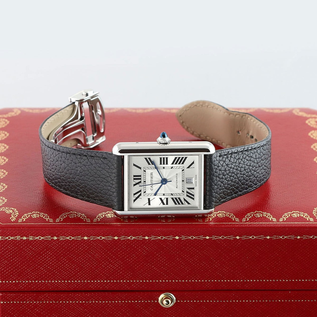 Cartier Tank Must, Extra-large model, automatic movement, steel, leather WSTA0040