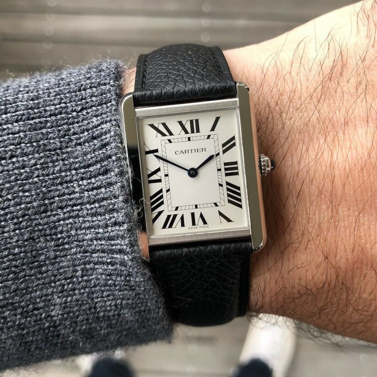 Cartier Tank Must, Large model, quartz movement, steel, leather WSTA0041