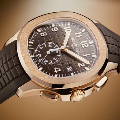 Luxury Patek Philippe Aquanaut Brown Embossed Arabic Dial Rose Gold Composite Men'S Watch 5164R-001