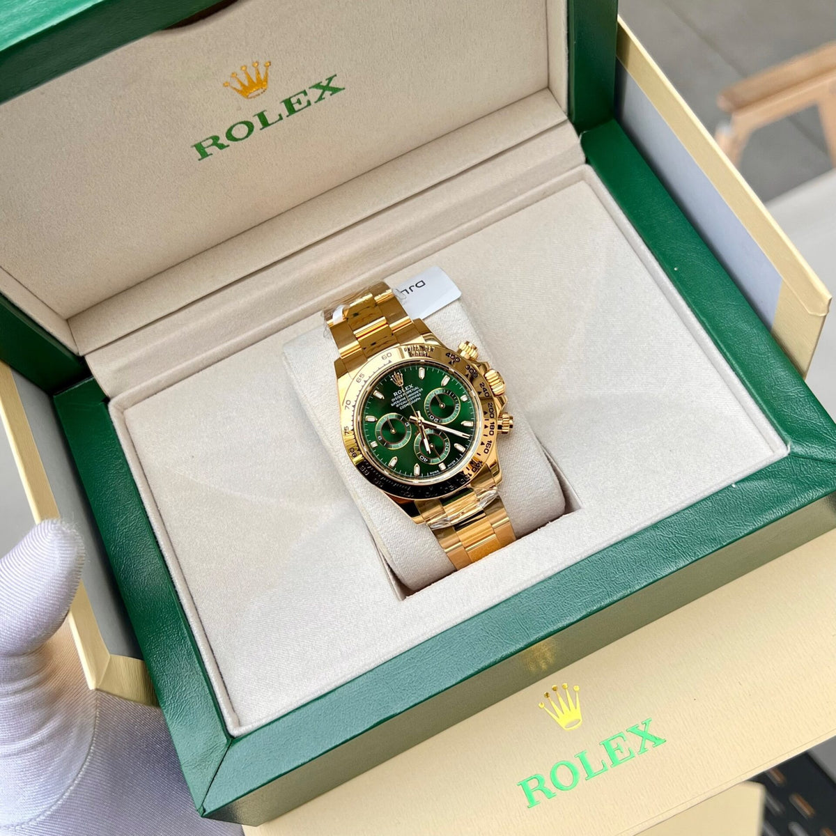 Luxury Rolex Daytona 116508-0013 Green Dial Yellow Gold Oyster